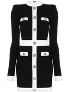 Balmain Button Front Knitted Dress - Black