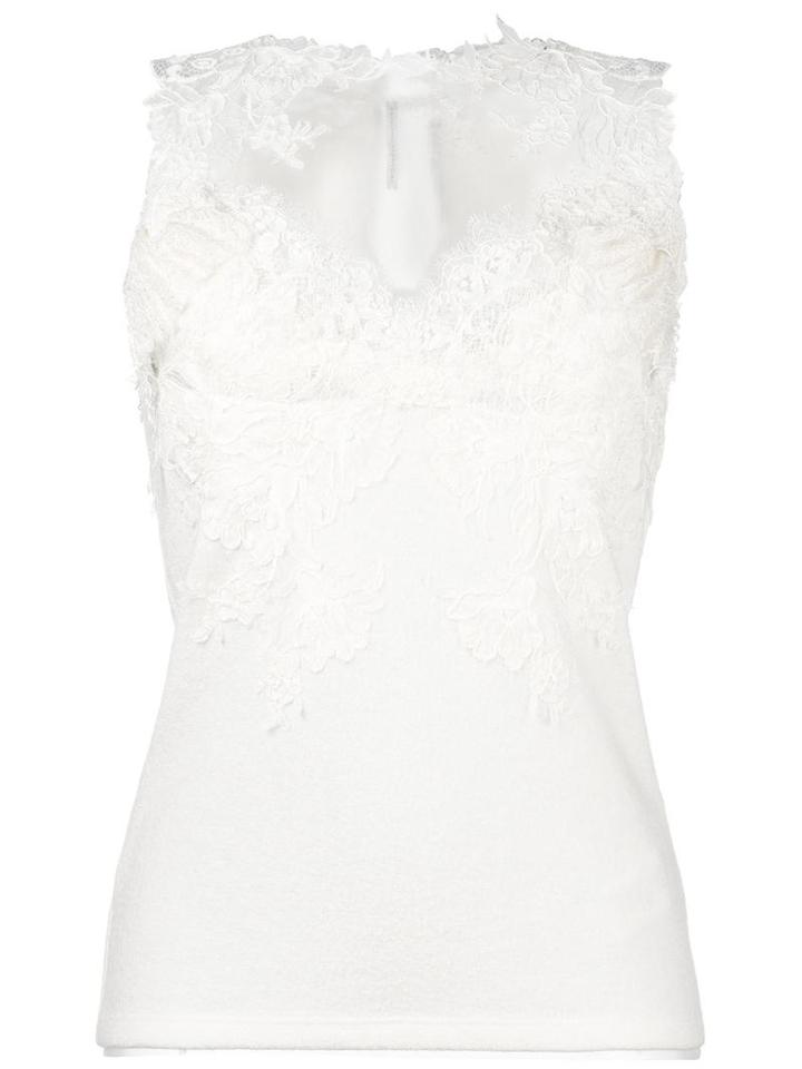Ermanno Scervino Lace Sheer Panel Blouse, Women's, Size: 38, Nude/neutrals, Wool/silk/cashmere/polyamide