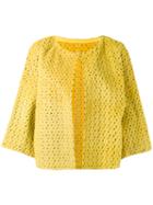 Yves Salomon Perforated Jacket, Women's, Size: 40, Yellow/orange, Lamb Skin/rabbit Fur