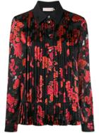 Tory Burch Floral Print Pleated Shirt - Black