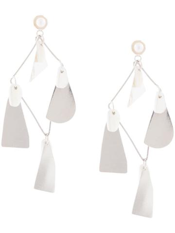 Annie Costello Brown Galante Earrings - Silver