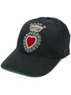 Dolce & Gabbana Heart Applique Baseball-style Hat - Black
