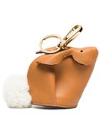 Loewe Camel Bunny Leather Shearling Tail Bag Charm - Brown
