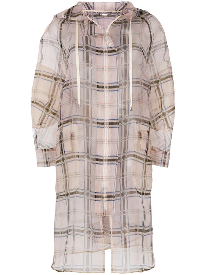 Fendi Zipped Sheer Plaid Coat - Nude & Neutrals