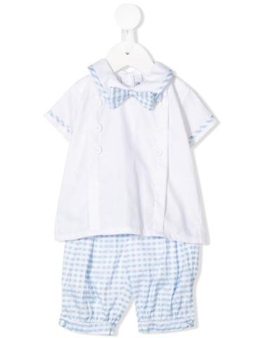 Aletta Check Print T-shirt And Trousers Set - White
