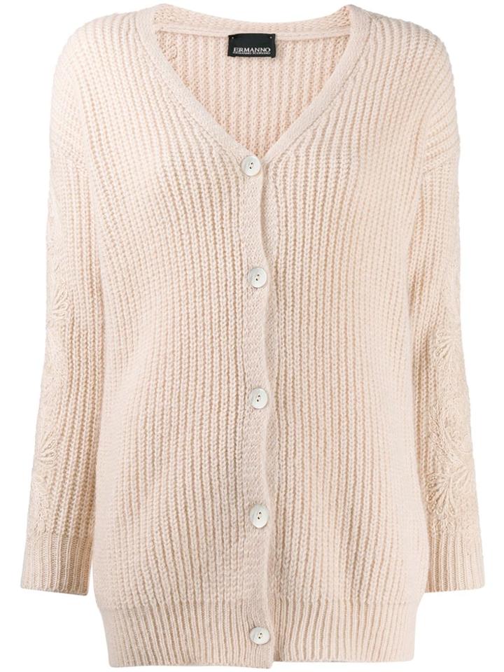 Ermanno Ermanno Lace Applique Cardigan - Neutrals