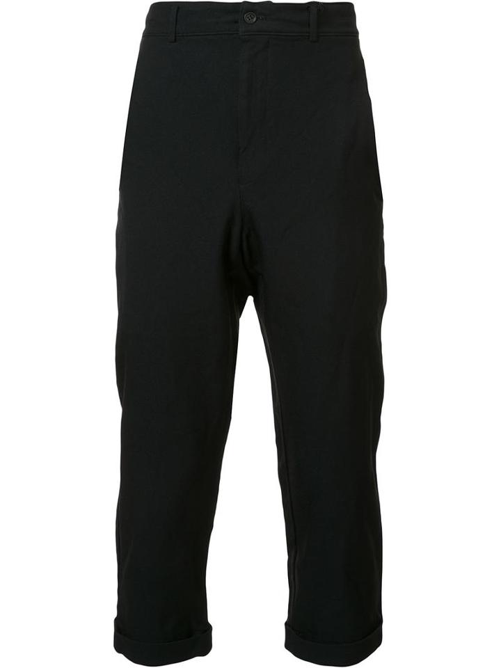 Black Comme Des Garçons Tapered Cropped Trousers, Men's, Size: Xl, Polyester