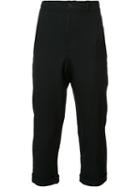 Black Comme Des Garçons Tapered Cropped Trousers, Men's, Size: Xl, Polyester