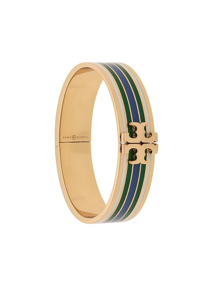 Tory Burch Raised-logo Hinged Bracelet - Gold