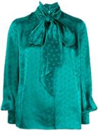 Attico Star Print Satin Blouse - Green