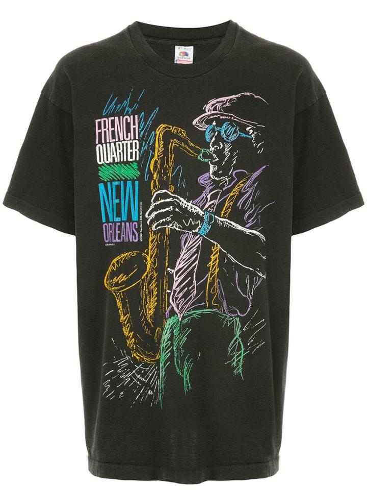 Fake Alpha Vintage New Orleans Jazz Print T-shirt - Black