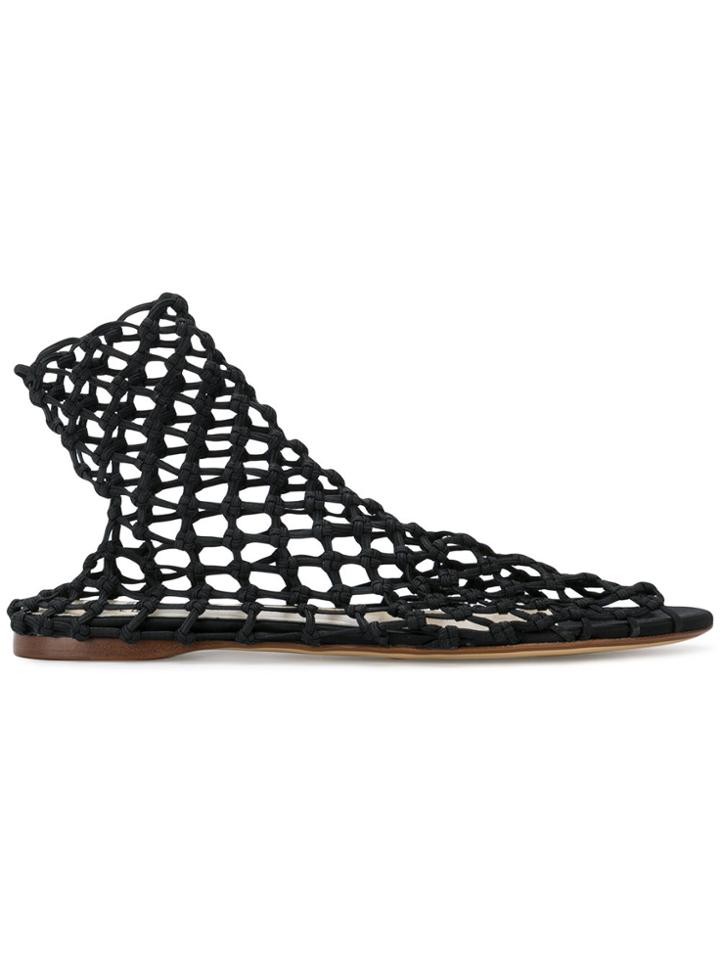 Francesco Russo Crochet Sandals - Black