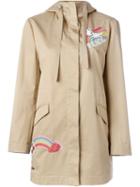 Red Valentino Embroidered Rainbow Parka, Women's, Size: 42, Nude/neutrals, Cotton/acetate/polyester