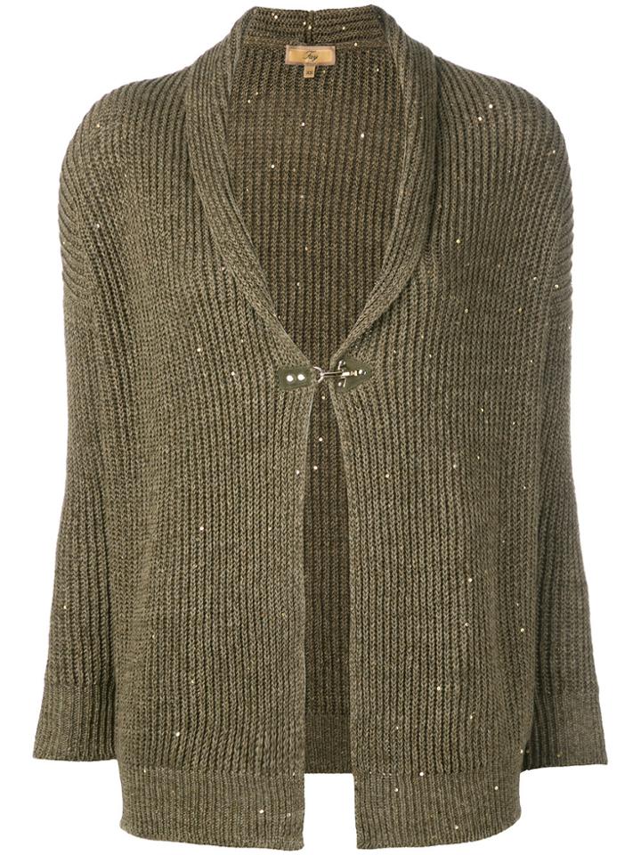 Fay Sparkly Button Cardigan - Green