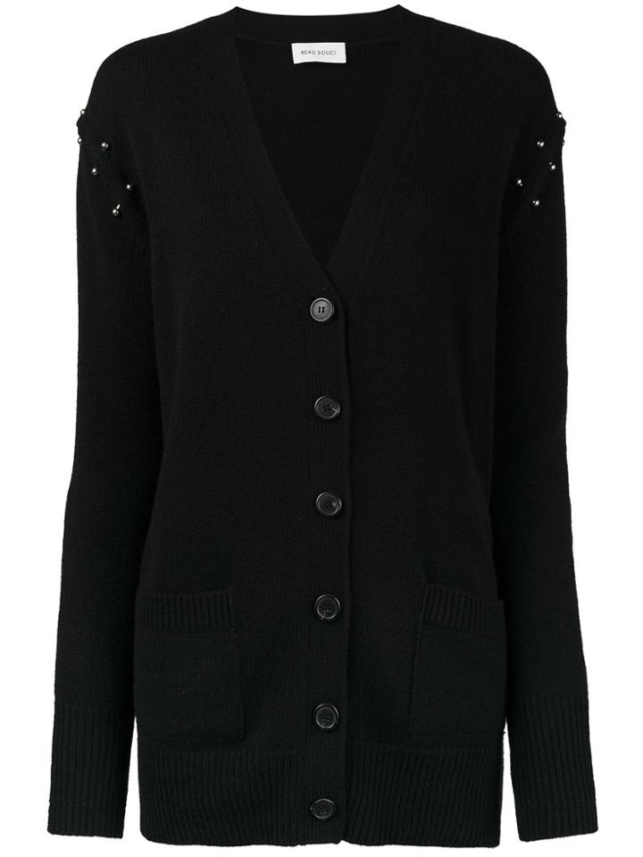 Beau Souci Piercing Detail Cardigan - Black