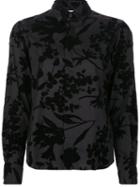 Comme Des Garçons Noir Kei Ninomiya Floral Print Shirt, Women's, Size: Medium, Black, Cotton/nylon
