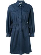 Fendi - Scallop Trim Shirt Dress - Women - Cotton/viscose - 42, Blue, Cotton/viscose