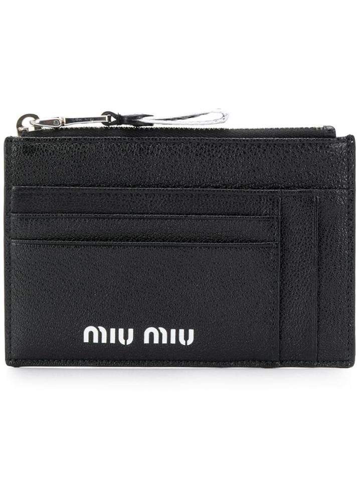 Miu Miu Madras Leather Card Holder - Black