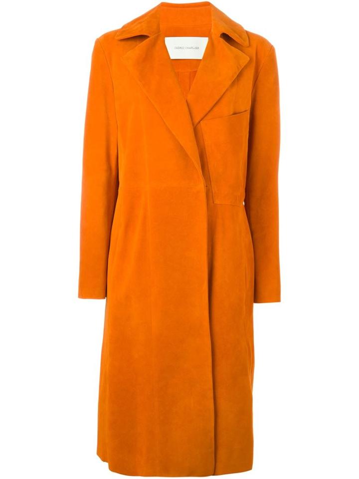 Cédric Charlier Double Breasted Coat, Women's, Size: 38, Yellow/orange, Suede