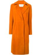 Cédric Charlier Double Breasted Coat, Women's, Size: 38, Yellow/orange, Suede