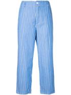 Golden Goose Deluxe Brand Stripe Cropped Wide Leg Trousers - Blue