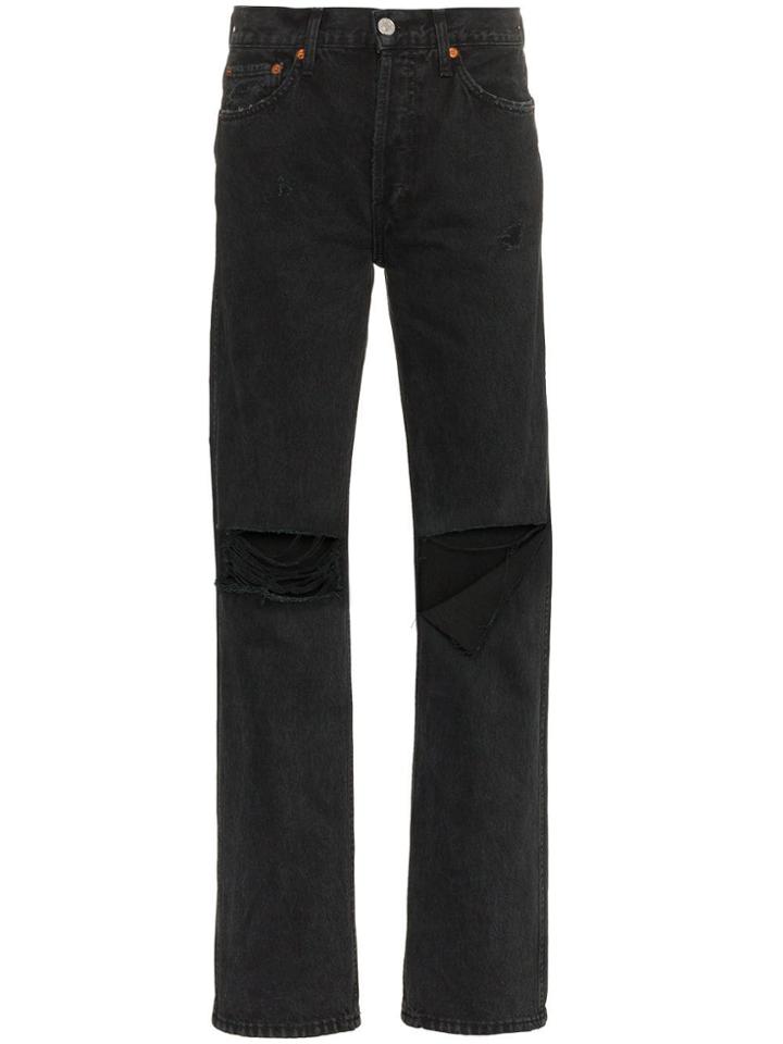 Re/done High Rise Cutout Loose Jeans - Black