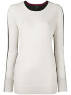 Rag & Bone Contrast Stripe Jumper, Women's, Size: Medium, White, Cashmere