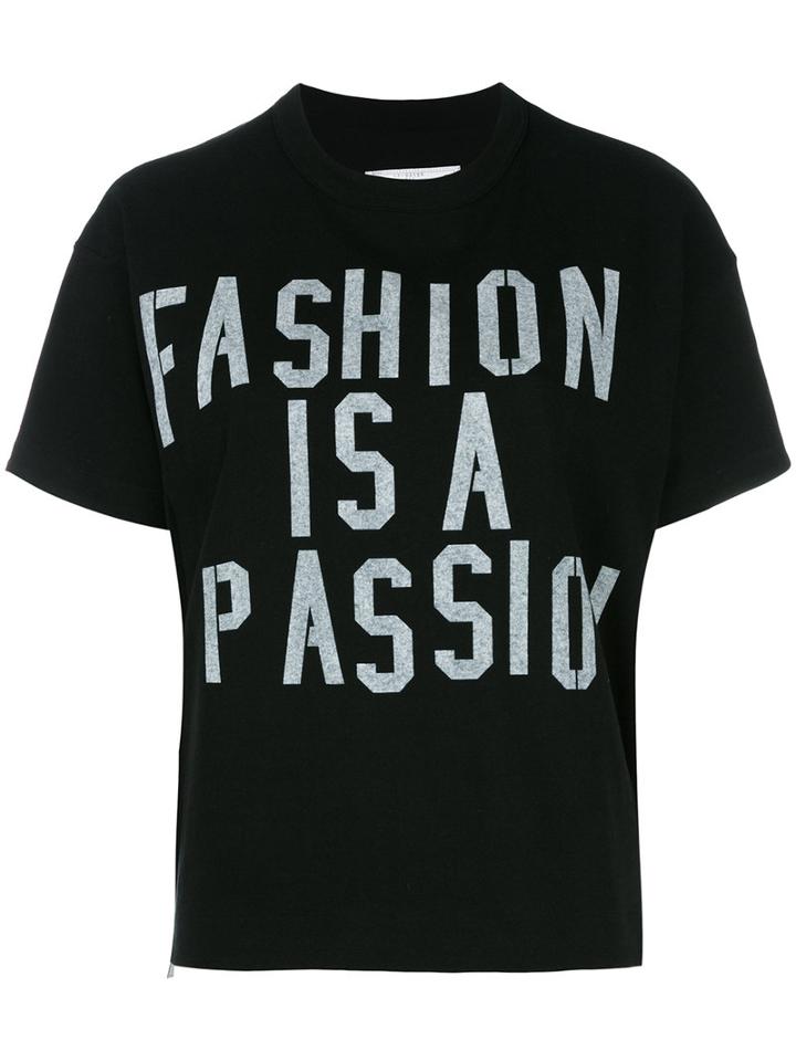 Sacai Slogan T-shirt, Women's, Size: 4, Black, Cotton