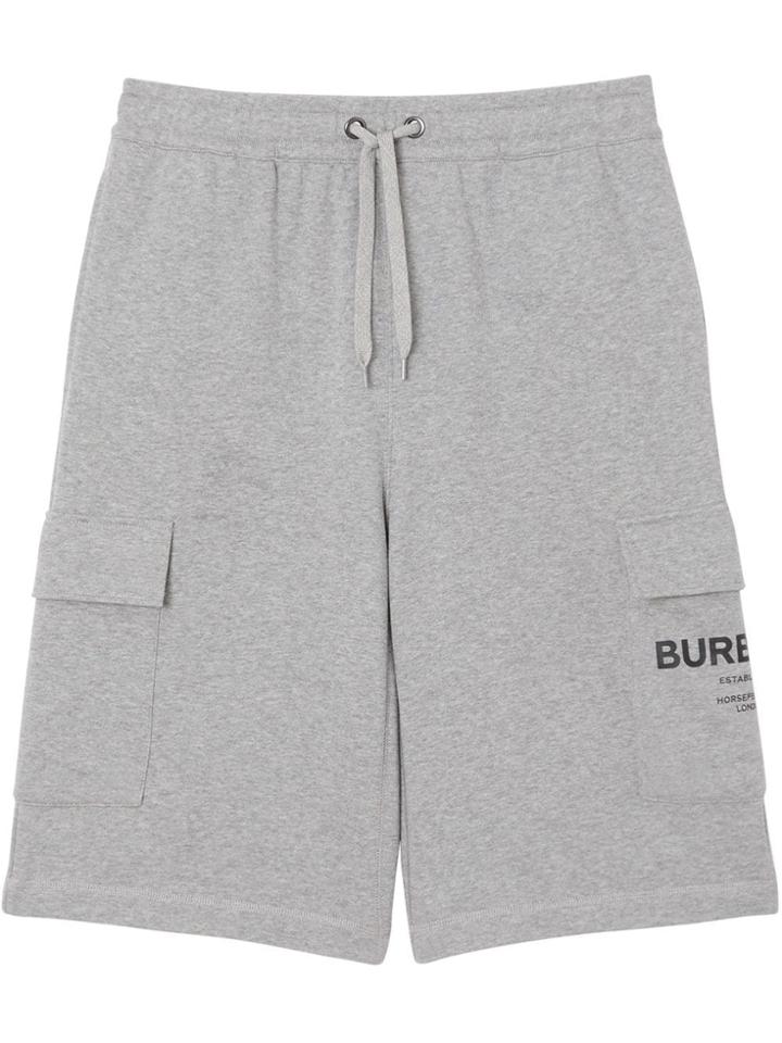 Burberry Horseferry Print Cotton Drawcord Shorts - Grey