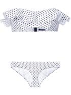 Lisa Marie Fernandez - Polka Dot Frill Bikini - Women - Nylon/spandex/elastane - I, White, Nylon/spandex/elastane