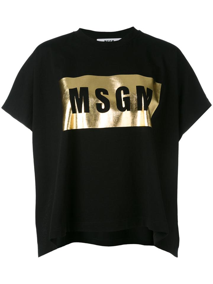Msgm - Logo Print T-shirt - Women - Cotton - M, Black, Cotton