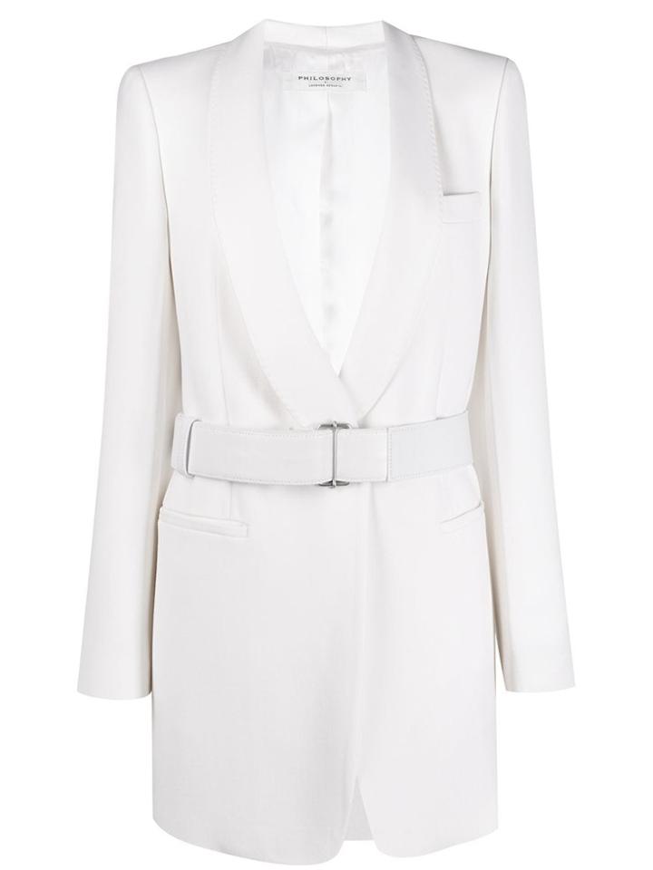 Philosophy Di Lorenzo Serafini Belted Tuxedo Jacket - White