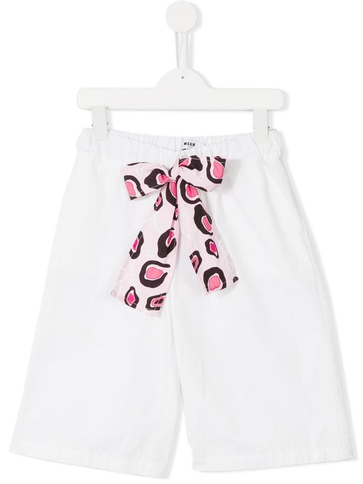 Msgm Kids Front Bow Trousers, Toddler Girl's, Size: 4 Yrs, White
