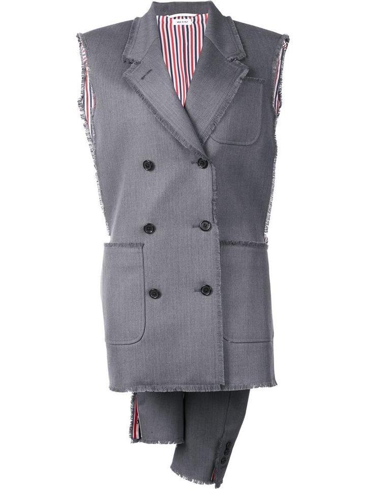Thom Browne Double Breasted Waistcoat, Women's, Size: 38, Grey, Silk/wool
