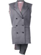 Thom Browne Double Breasted Waistcoat, Women's, Size: 38, Grey, Silk/wool
