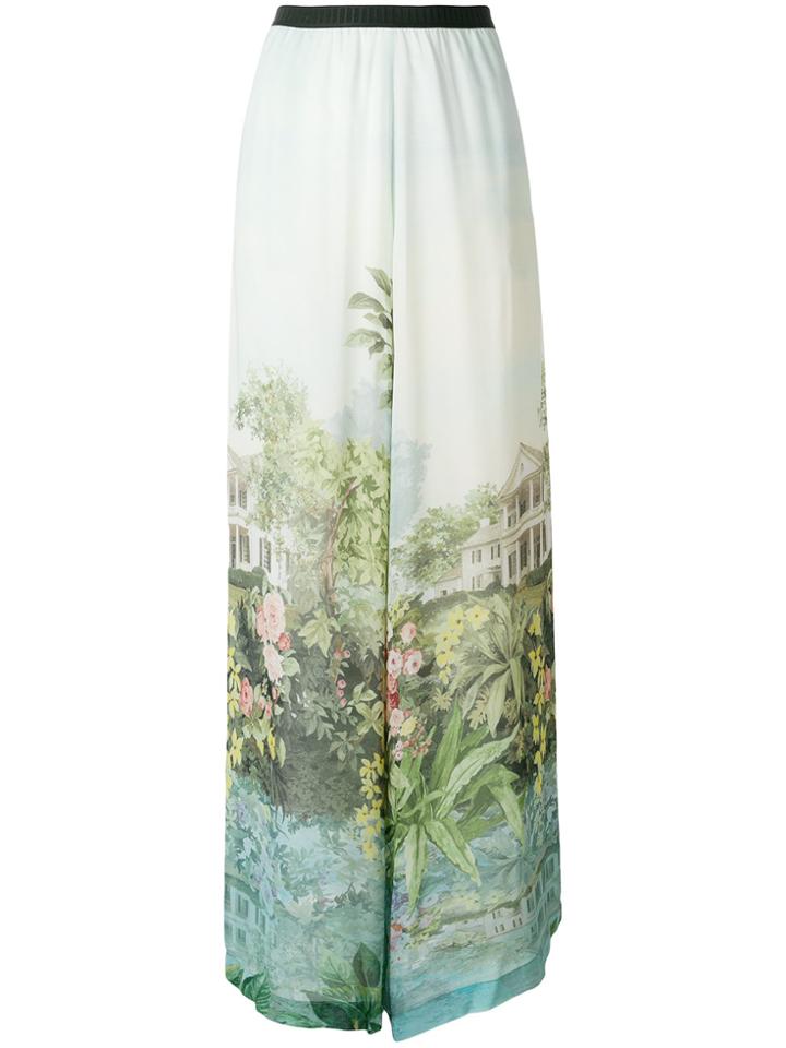 Antonio Marras Inga Printed Wide Leg Trousers - Blue
