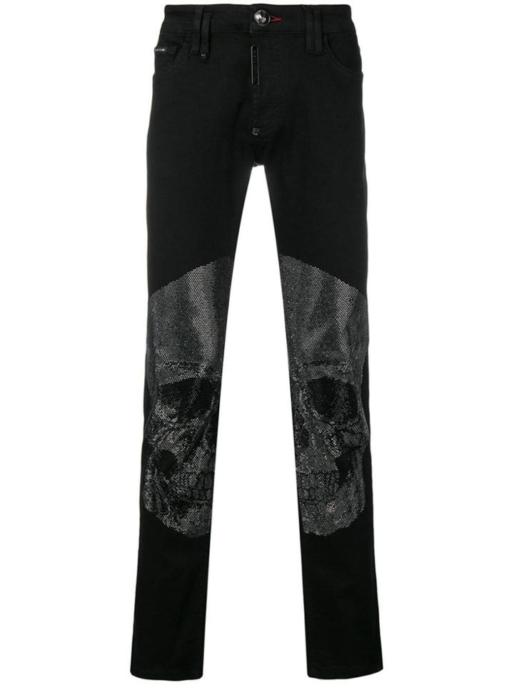 Philipp Plein Super Straight-cut Skull Jeans - Black