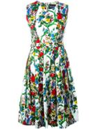 Samantha Sung Floral Print Dress, Women's, Size: 2, White, Cotton/spandex/elastane
