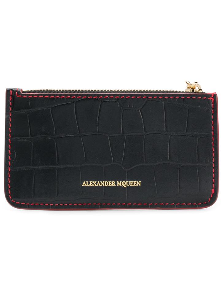 Alexander Mcqueen Skull Zip Cardholder - Black