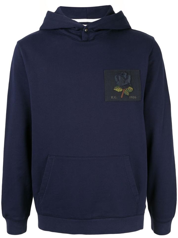Kent & Curwen Logo Patch Hoodie - Blue