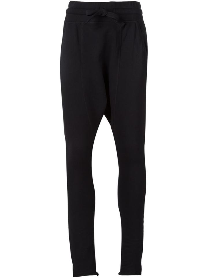 Barbara I Gongini Drop Crotch Track Pants, Women's, Size: 34, Black, Cotton/polyester/spandex/elastane