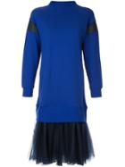 Maison Mihara Yasuhiro Sheer Panelled Jumper Dress - Blue