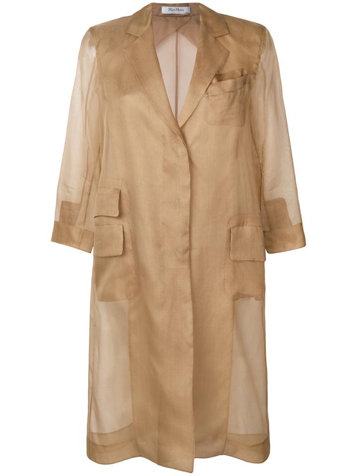 Max Mara Single Breasted Sheer Coat - Brown
