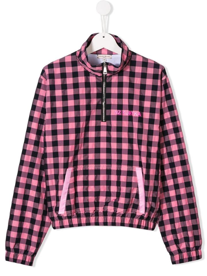 Natasha Zinko Kids Teen Check Print Pullover Jacket - Pink