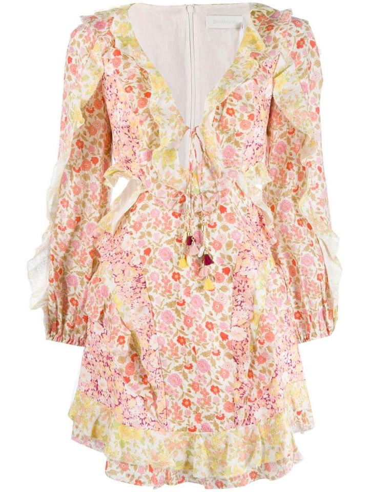 Zimmermann Goldie Floral Mini Dress - Neutrals