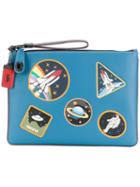 Coach - Space Patch Print Clutch - Women - Leather - One Size, Blue, Leather