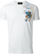 Dsquared2 Palm Tree Print T-shirt, Men's, Size: Xl, White, Cotton