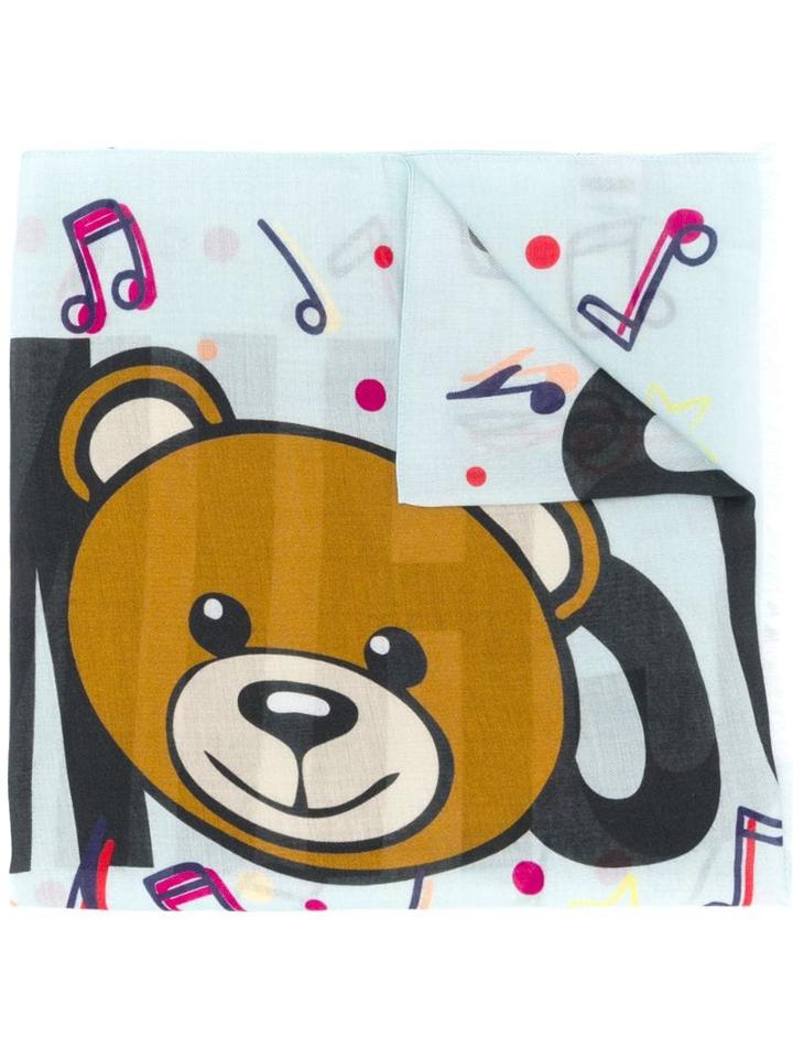 Moschino Musical Notes Teddy Logo Scarf - Blue
