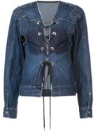 Sacai Lace Up Denim Jacket - Blue