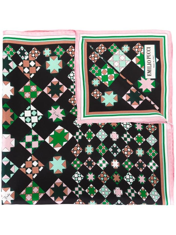 Emilio Pucci Geometric Print Scarf, Women's, Black, Silk